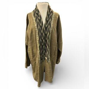 Veranda Wear Vintage Boho Open Front Jacket Art to Wear Hand Woven Cotton Xl